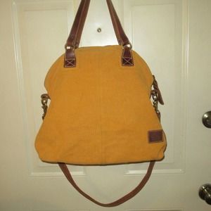 VANCE KITIRA NEW YORK Orange Canvas Leather Strap Crossbody Tote Handbag